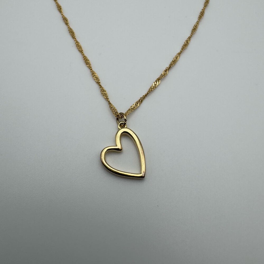 Gold Vermeil 925 Sterling Silver Heart Pendant Necklace 16”